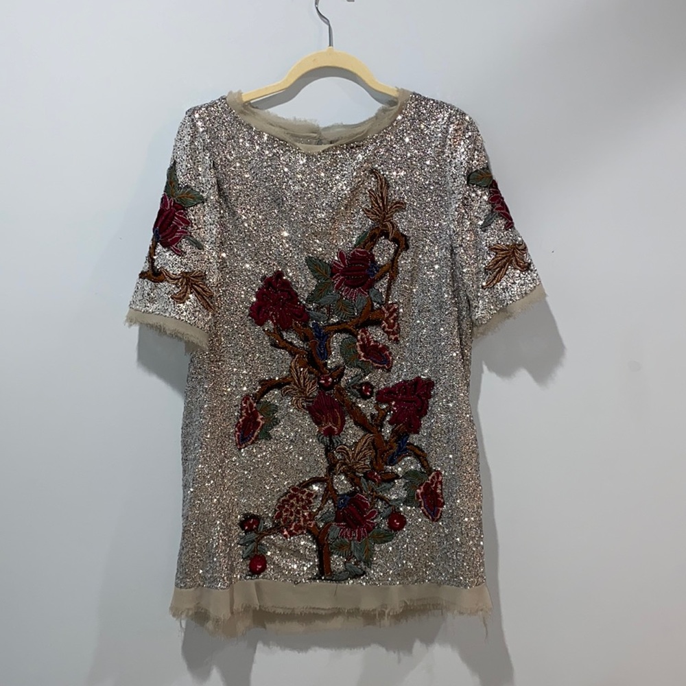 ZARA Shimmer Embroidered Dress